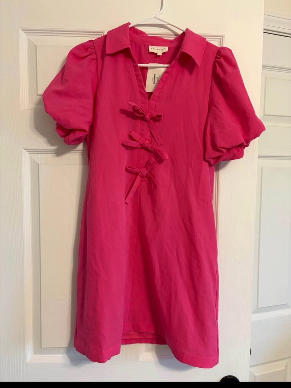 entro Hot Pink Short Sleeve Bow-Front Dress